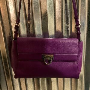 Authentic crossbody purple Salvatore Ferragamo leather bag